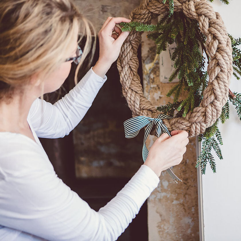 HANGING A WREATH FROM A MANTLE