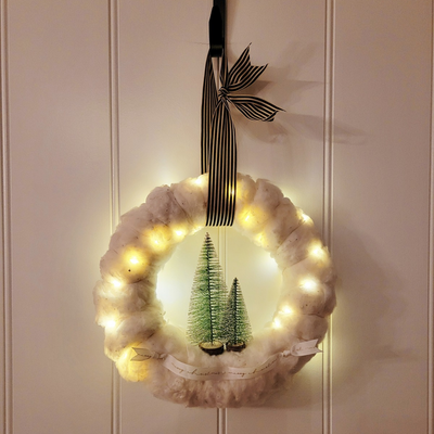 Australian Cotton Christmas Wreath (Pre-lit)